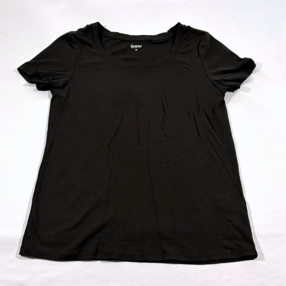 Quince Jet Black Short Sleeve Top
